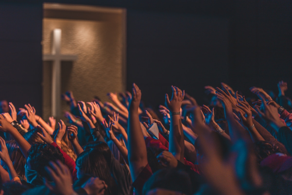 Church worship community gathered together