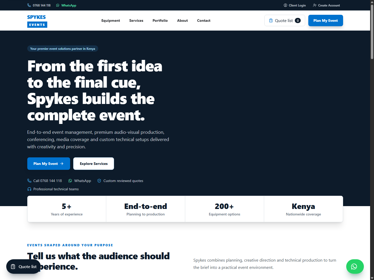Spykes Events website preview