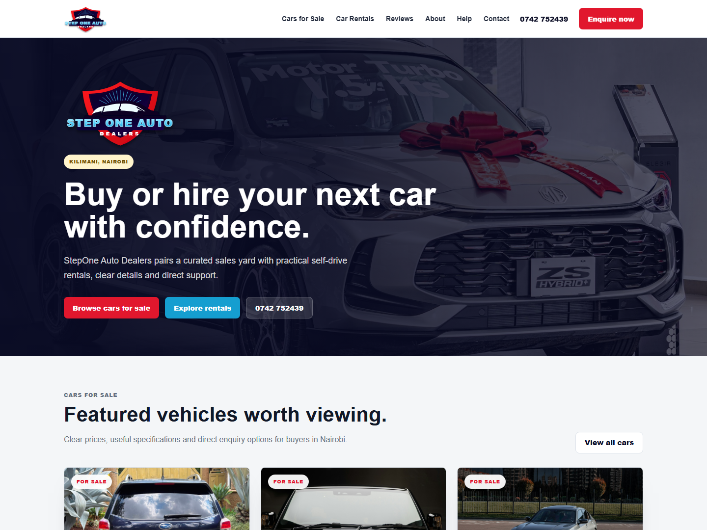 StepOne Autodealers website preview
